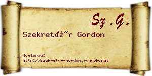 Szekretár Gordon névjegykártya